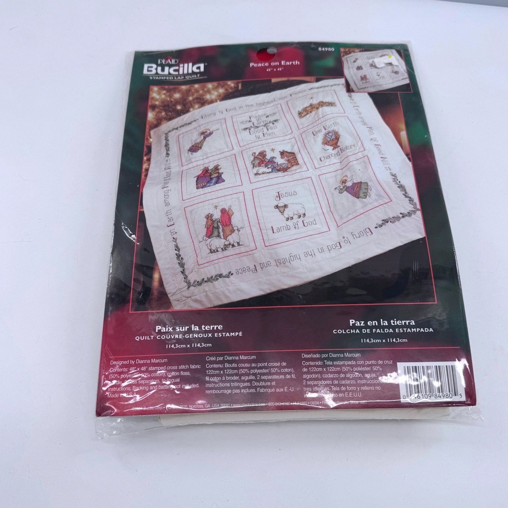 Bucilla Stamped Lap Quilt Kit Peace on Earth Craft Religious Nativity 84980 New